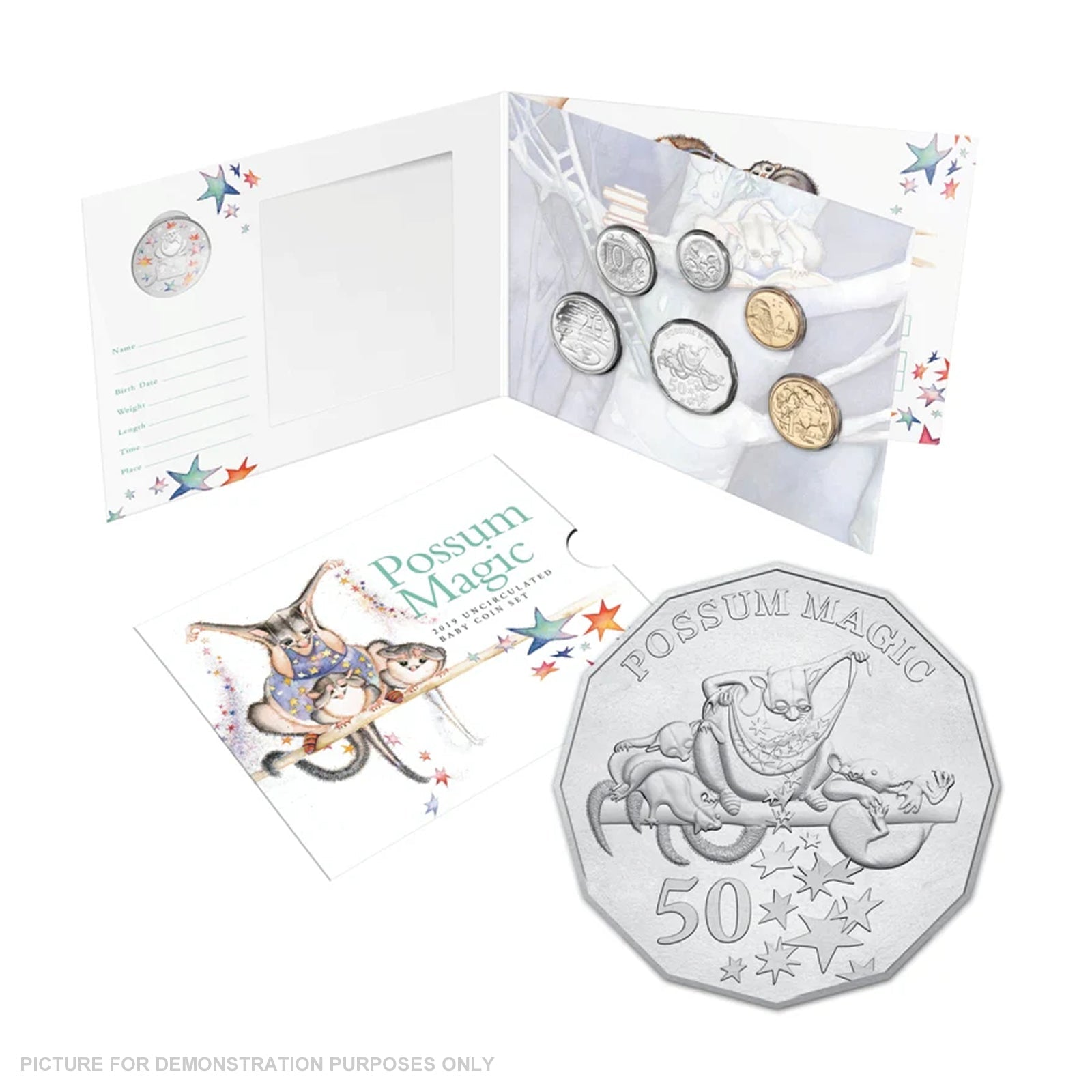 2019 Royal Australian Mint Uncirculated Baby Coin Set - Possum Magic Baby Coins
